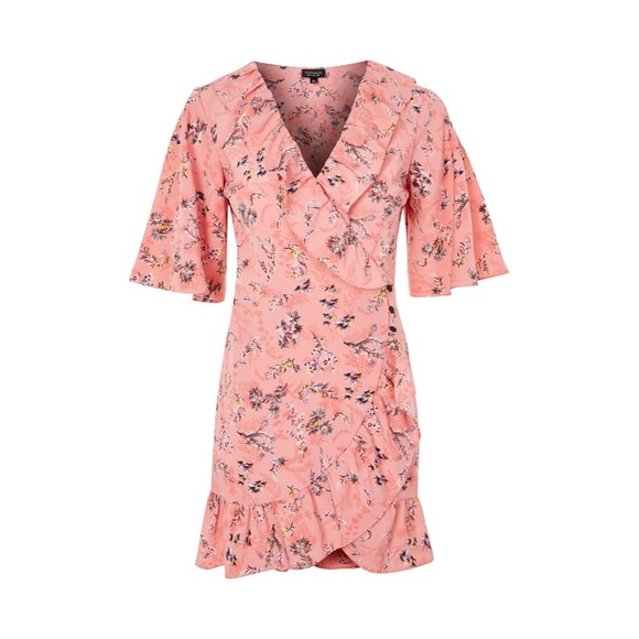 TOPSHOP Off Duty Pink Ruffle Tea Dress - Picture 3 of 8